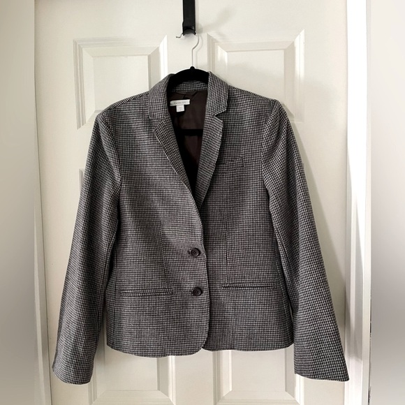 Women’s Garnet Hill black/gray houndstooth double button blazer-size 10 - Picture 1 of 7